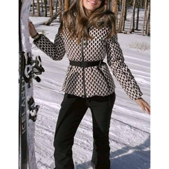 Rosa Clothing - Wholesale Coat - Women's - Printed hooded ski padded quilted jacket with belt11