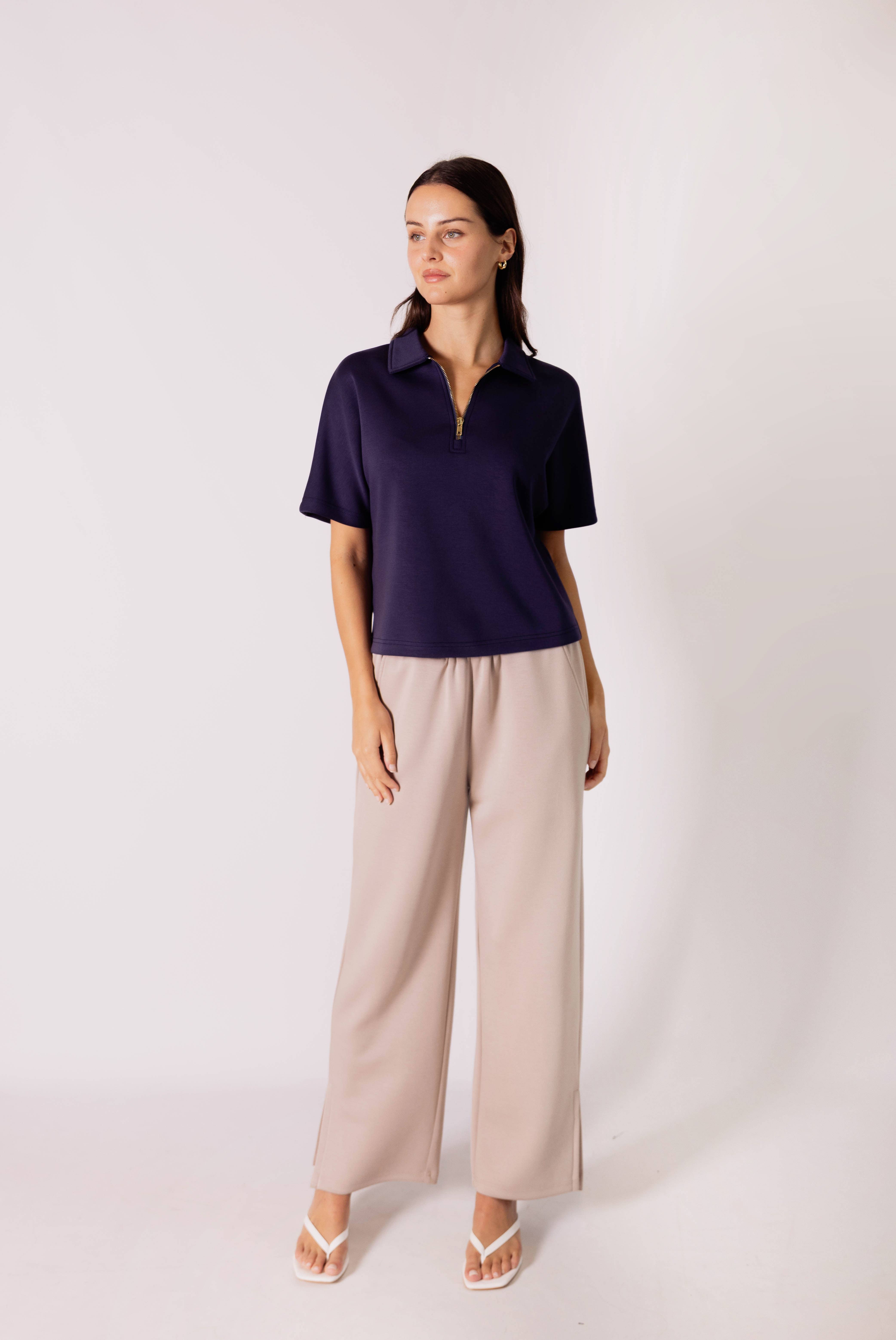 P. CILL - Wholesale Knit Top - Women's - P. CILL Butter Modal Short Sleeve Quarter Zip Top29