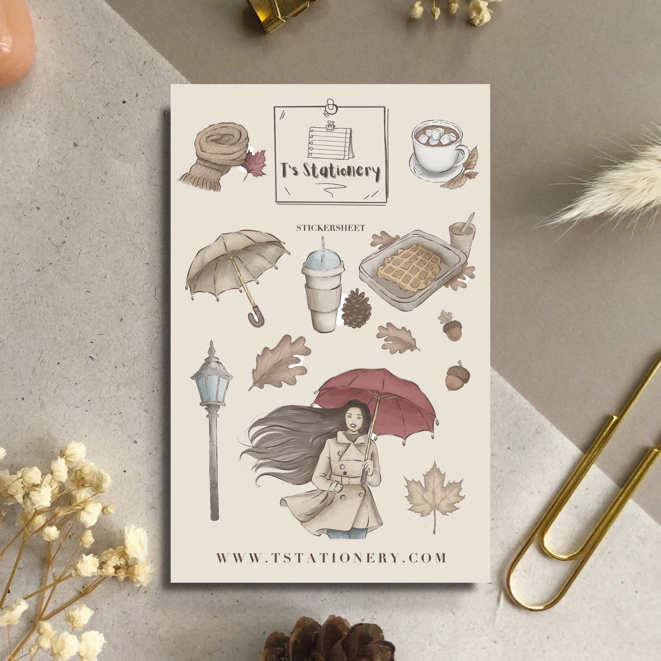 T's Stationery - Wholesale Sticker - "Autumn Walk" Sticker Sheet0