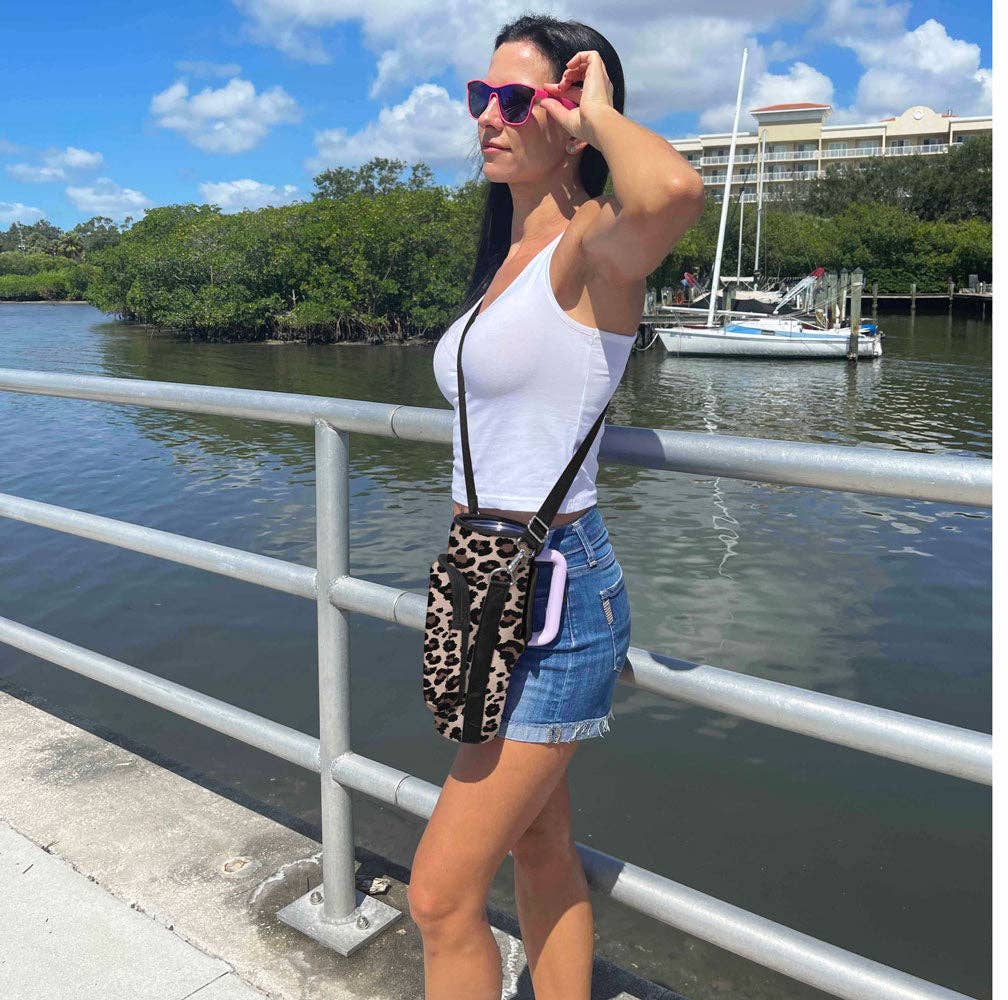 Laberri - Wholesale Crossbody Bag - Women's - 40 oz Tumbler "Handle" Bag - Leopard1