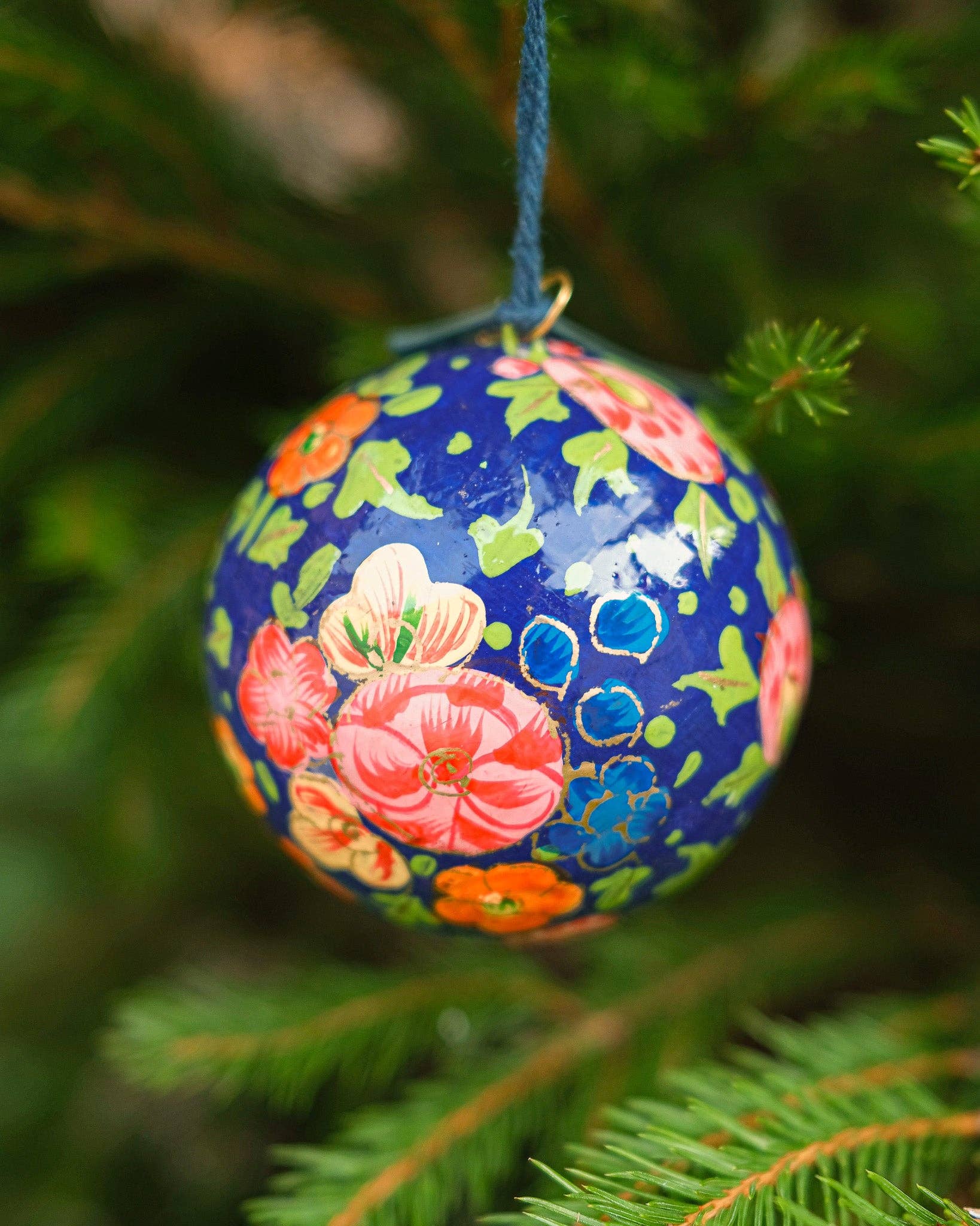 East End Press – wholesale Ornament – UK/EU: Dark Blue Blossoms Bauble8