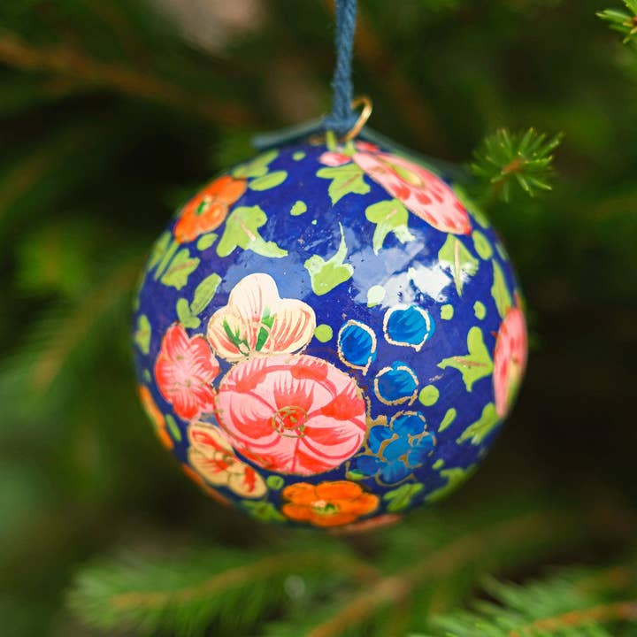 East End Press – wholesale Ornament – UK/EU: Dark Blue Blossoms Bauble8