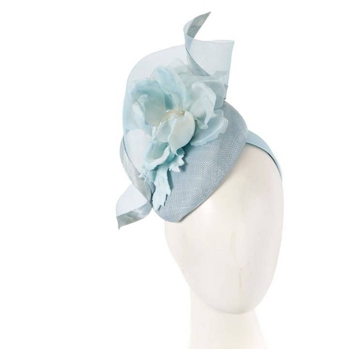 Spring racing pillbox fascinator with flower for wholesale by Max Alexander by Cupids Millinery Melbourne