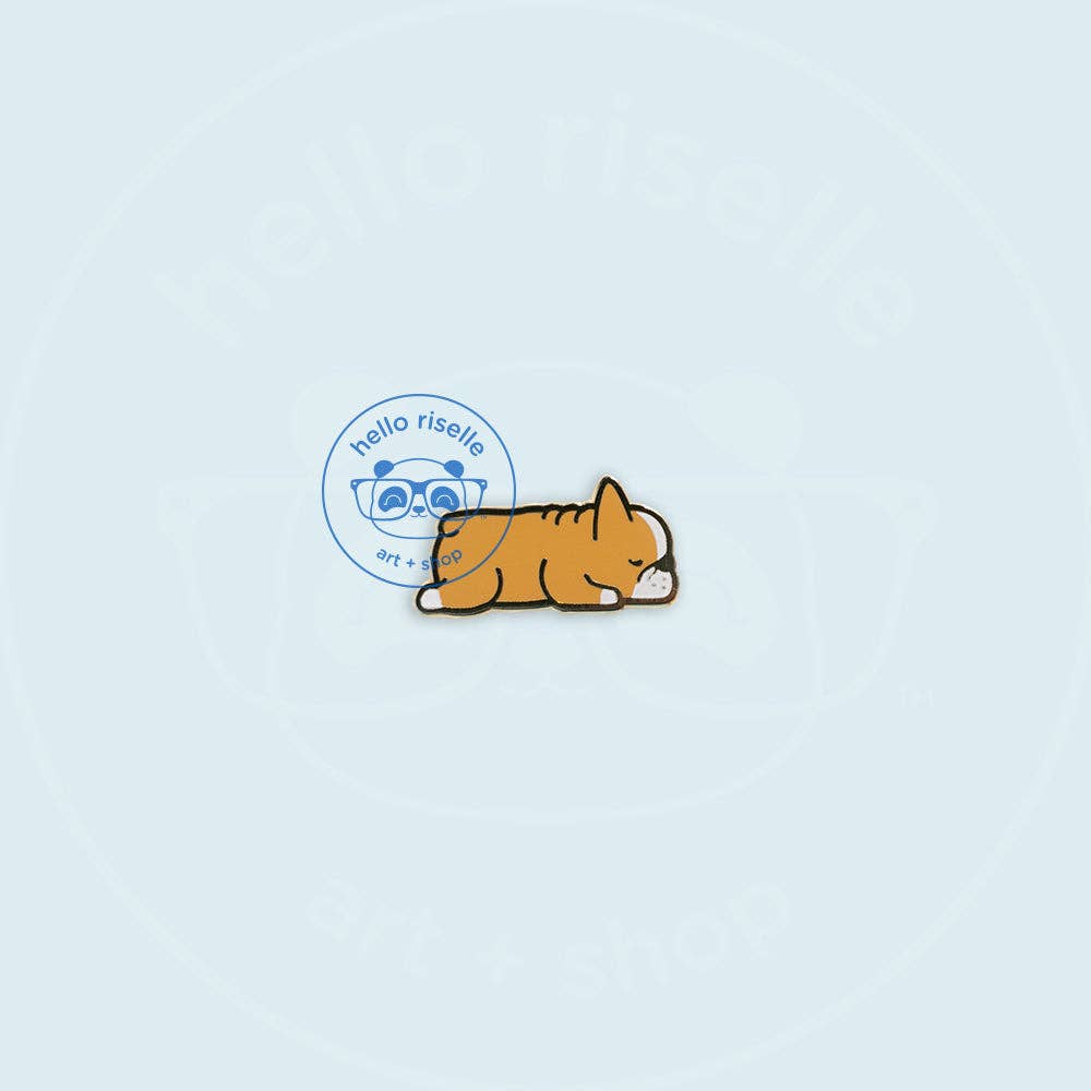 Hello Riselle | Art + Shop - Wholesale Lapel Pin/Button - Small Sleeping French Bulldog Enamel Pin0