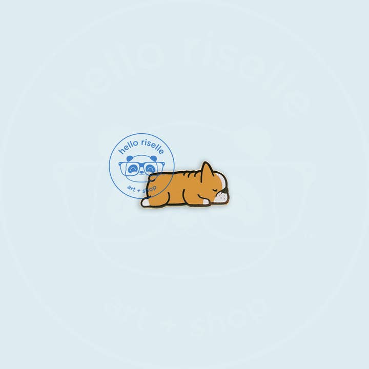 Hello Riselle | Art + Shop - Wholesale Lapel Pin/Button - Small Sleeping French Bulldog Enamel Pin