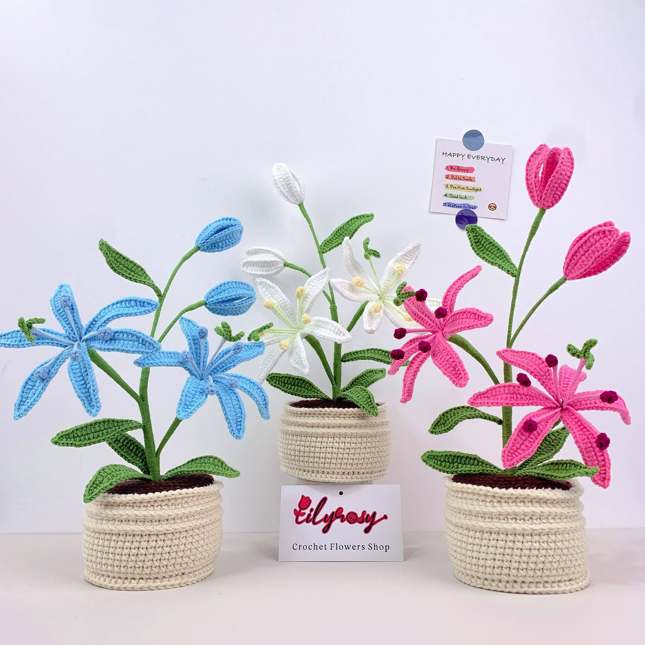 Lilyrosy（Duty free) - Wholesale Kunstbloemen - Lilyrosy Gehaakte Bloempotten, Handgemaakte decoratie0