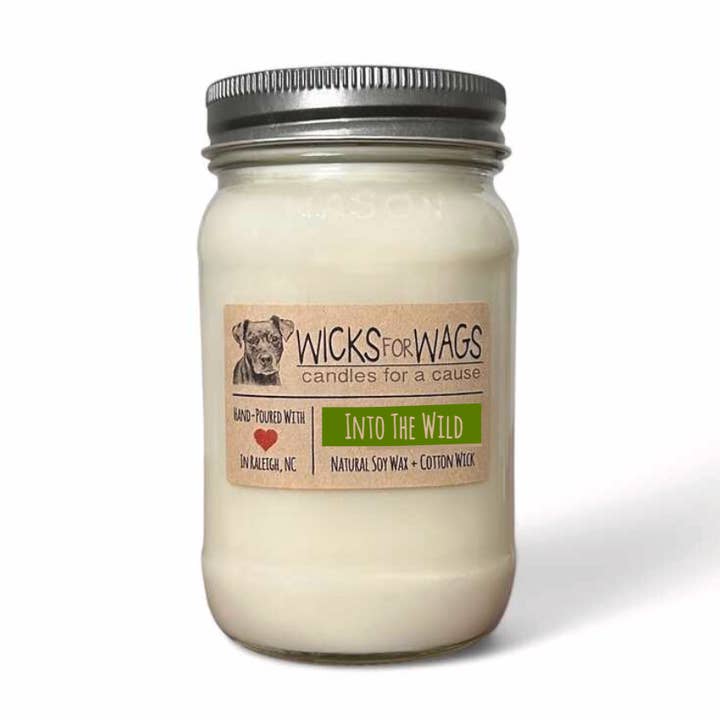 Into the Wild | Large Mason Jar Soy Candle for wholesale by Wicks for Wags