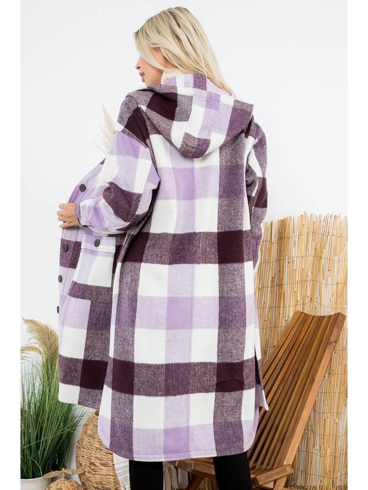 26 International - Wholesale Shirt Jacket/Shacket - Women's - Women's Plaid Oversized Duster Shacket with Pockets7