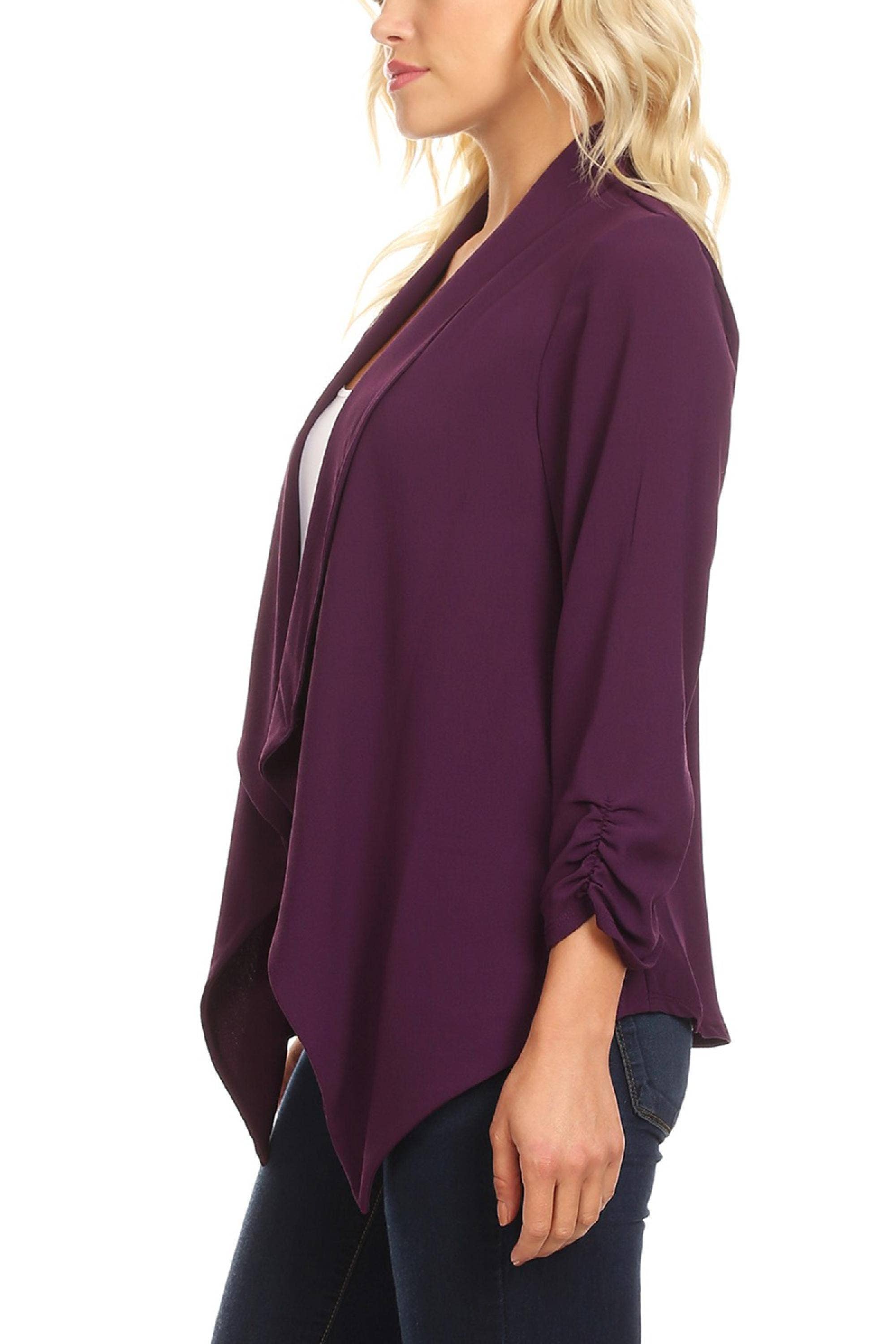 MOA COLLECTION - Wholesale Blazer - Women's - Women's Woven Casual Relaxed Fit Open Front Blazer Jacket35