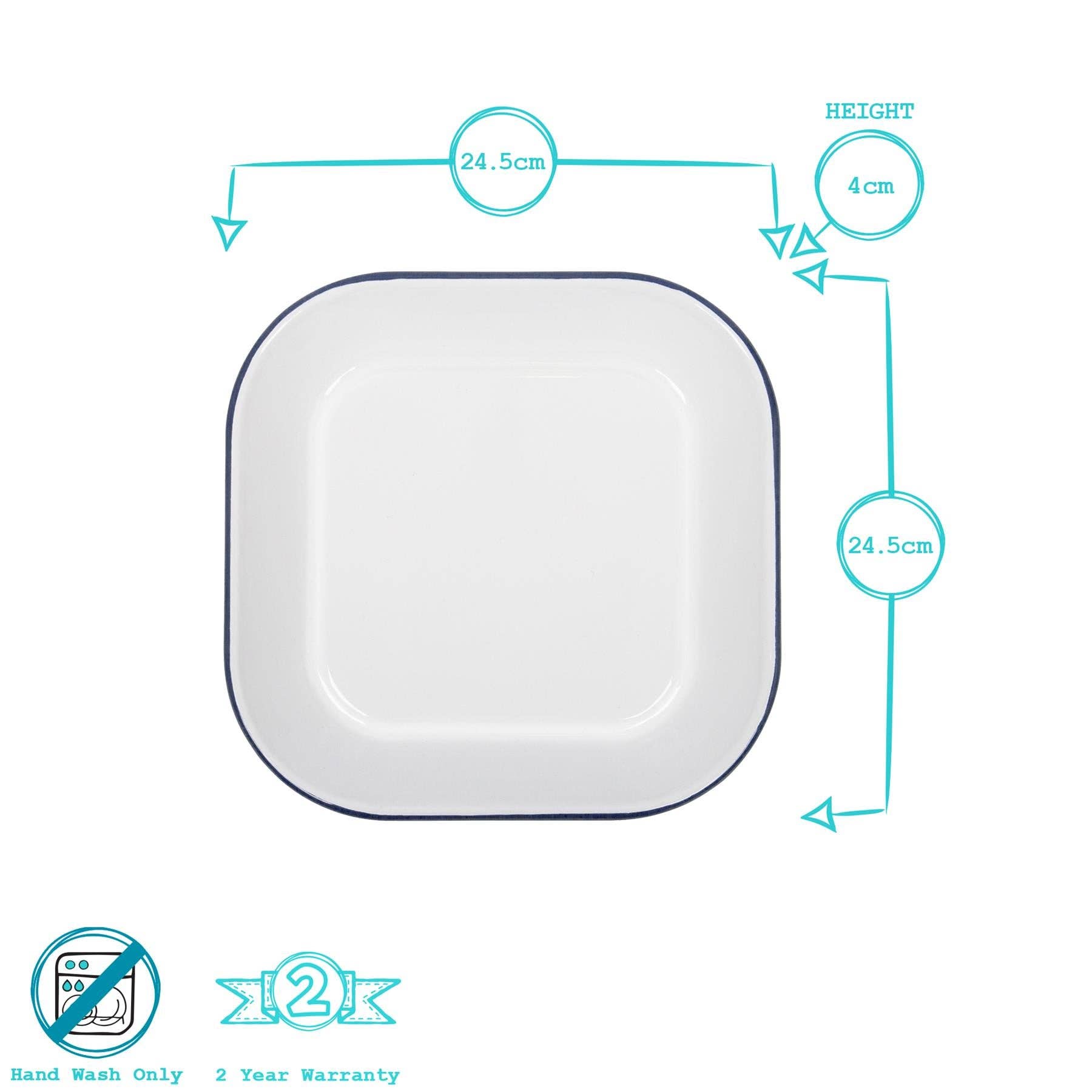 Rinkit Ltd - Wholesale Baking Dish - 24.5cm x 24.5cm White Square Enamel Baking Tray - By Argon Tableware10