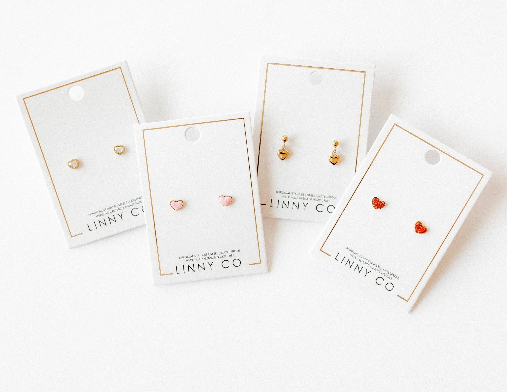 LINNY CO - Wholesale Stud/Post Earrings - Screwback Stud Earrings - Nora Heart Pink14