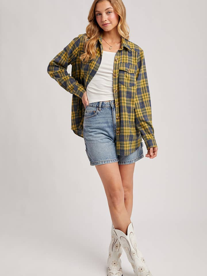 Bluivy - Wholesale Button Down Shirt - Women's - FLANNEL BUTTON DOWN SHIRT TOP9