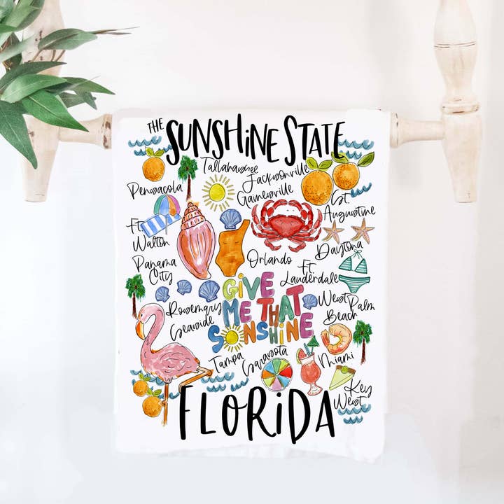 Happy By Rachel, LLC - Wholesale Tea Towel - State of Florida Tea Towel