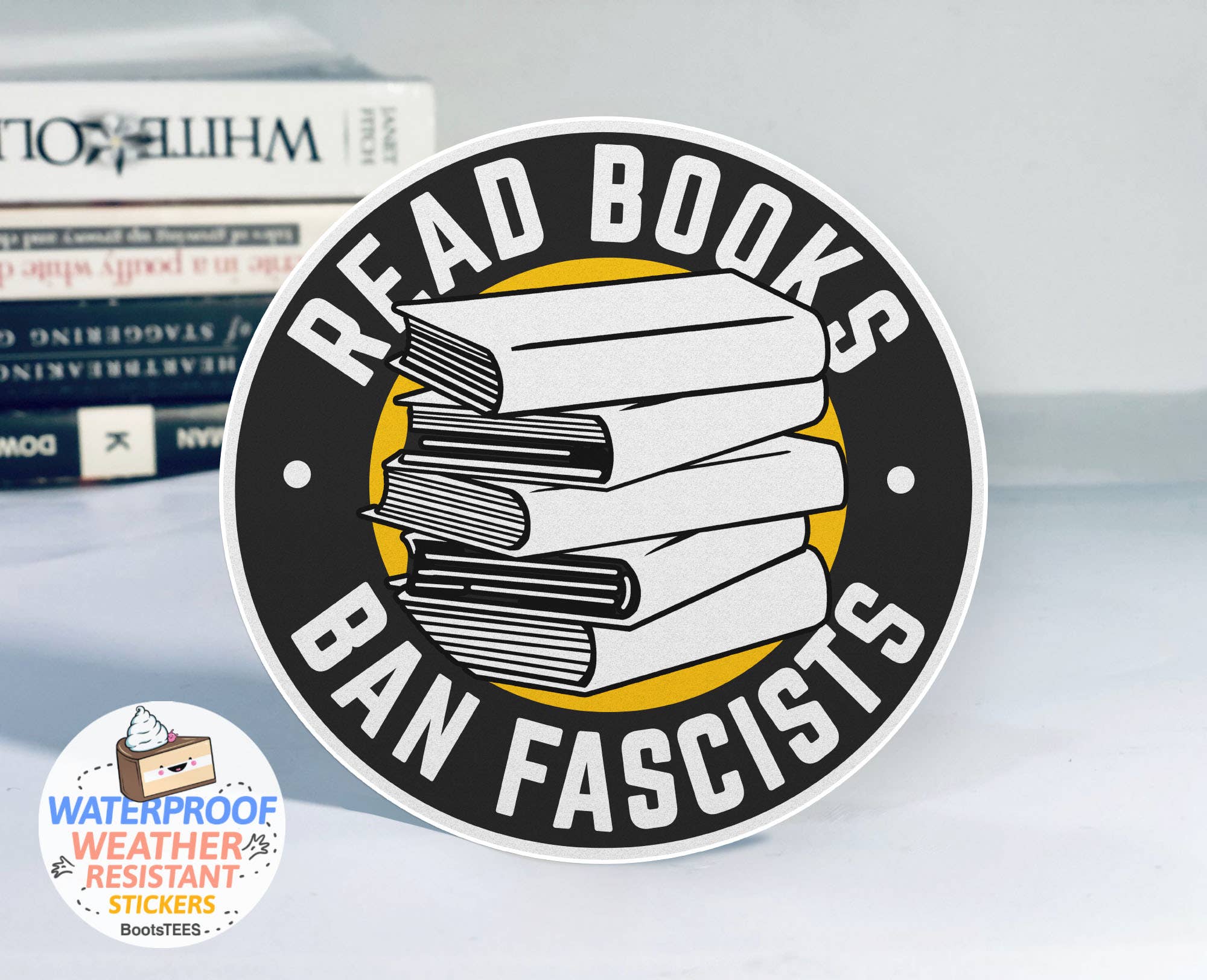 BootsTees - Wholesale Sticker - Read Books Ban Fascists Sticker, 3" Funny Reading Decal2
