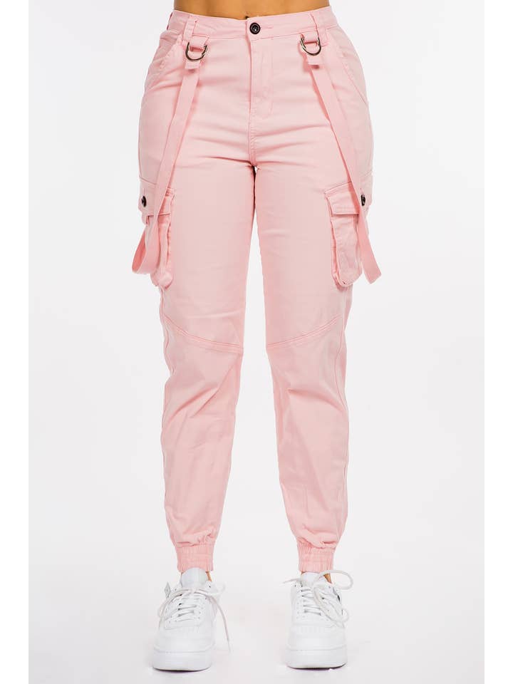 Boswell - Venta al por mayor Pantalones - Mujer - Pantalones tipo Cargo Jogger con bolsillos en las piernas y tirantes6