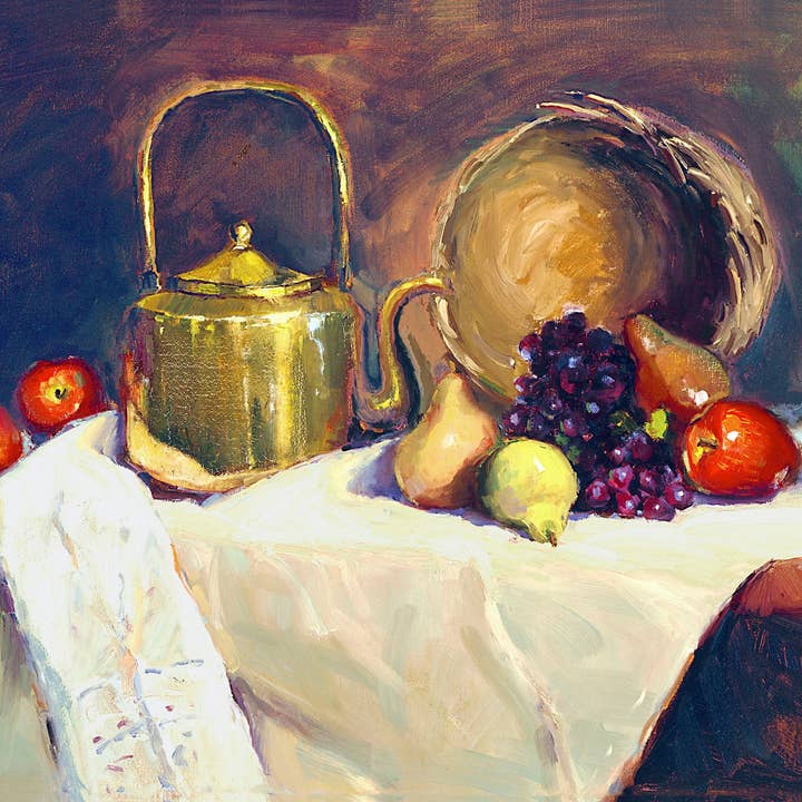 Copper Tea Pot High Gloss Acrylic Print for wholesale by John Beard Fine Art