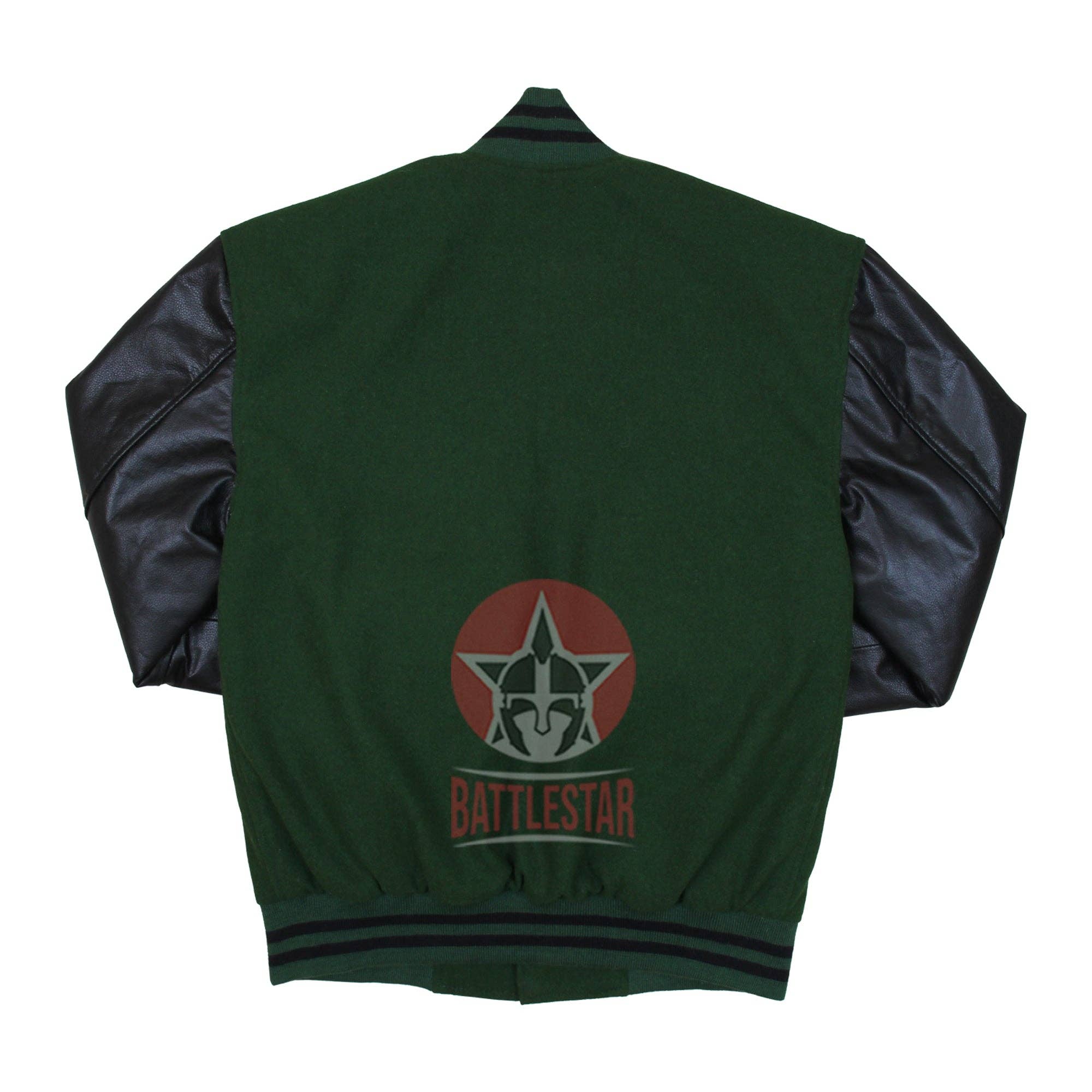 Eastworth Industries - Wholesale Varsity/Baseball Jacket - Men's - Forest Green Wool Black Leather Varsity Baseball Bomber Jacket1