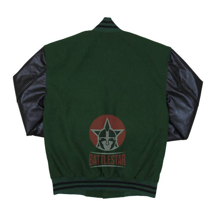 Eastworth Industries - Wholesale Varsity/Baseball Jacket - Men's - Forest Green Wool Black Leather Varsity Baseball Bomber Jacket1