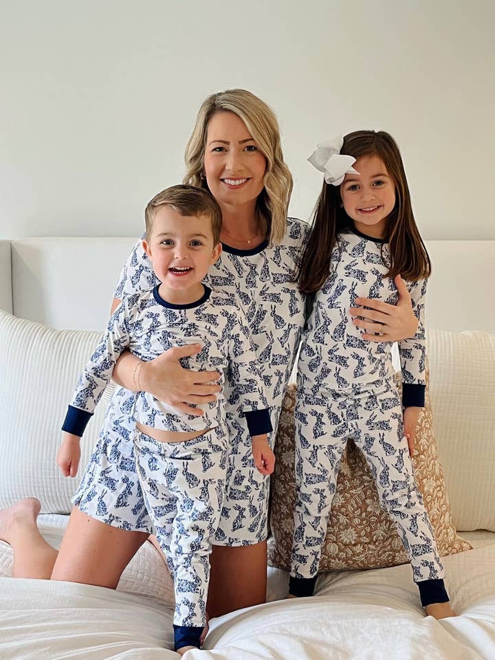 Set pigiama Harbor per bambini con stampa a forma di coniglietto per la vendita all'ingrosso da parte di Duffield Lane