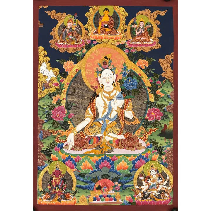 White Tara Thangka for wholesale by Art Of Tibet