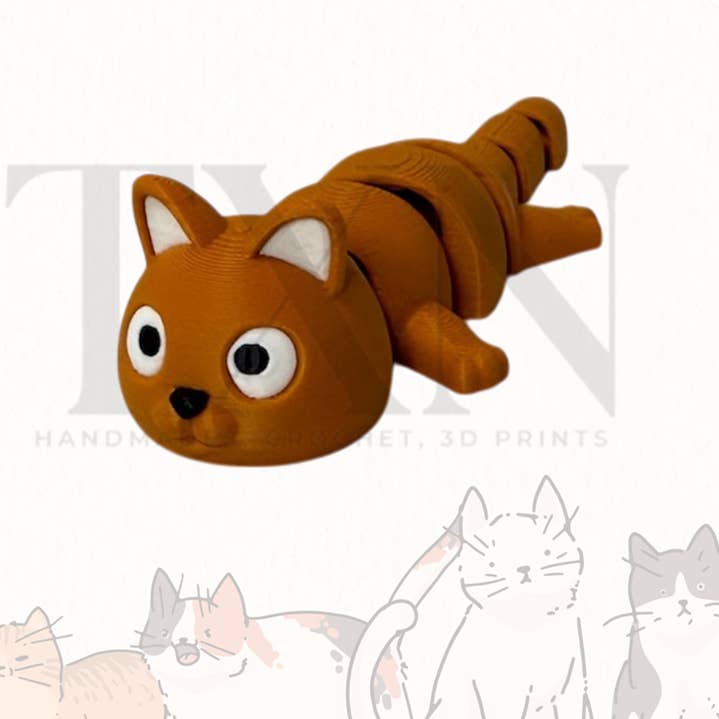 Adorable Orange 3D-Printed Cat Figurine for wholesale by Crochet By TxN