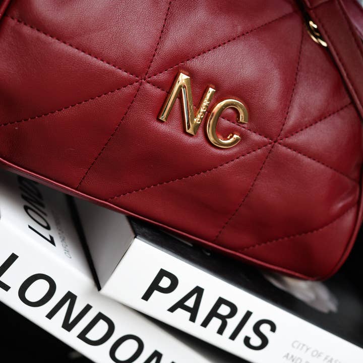 NOCO - Wholesale Shoulder Bag - Women's - Bowling Vegan Leather NC Sewn Garnet0