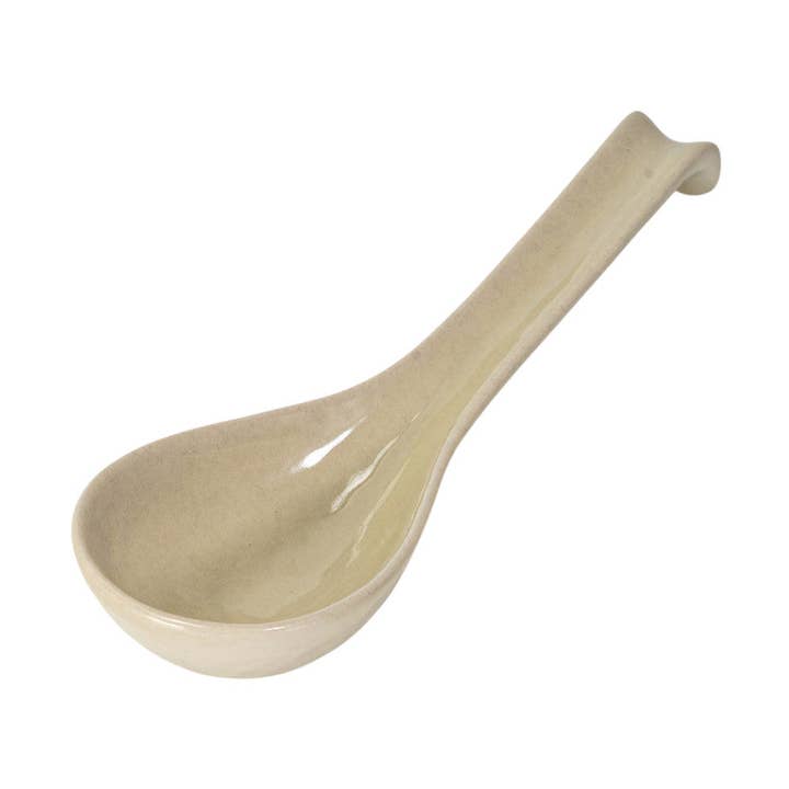 6"L Mino Ware Porcelain Soup Spoon Beige JP (10/240) for wholesale by Urban Tokyo