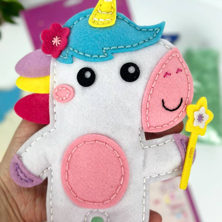 Fainotoys - Wholesale DIY Craft Kit - Kids - APLI Krapli - APLI Krapli Sewyourself Felt Toy Kit Unicorn Precut Felt Stuffing Thread & Safe Needle Ages 6+3