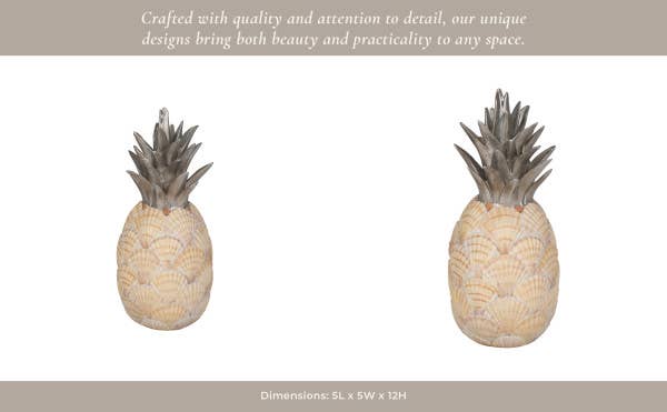 Sagebrook Home - Wholesale Decorative Tabletop Object - Polyresin Seashell Pineapple Decor Sculpture - Multi, 12 in.9