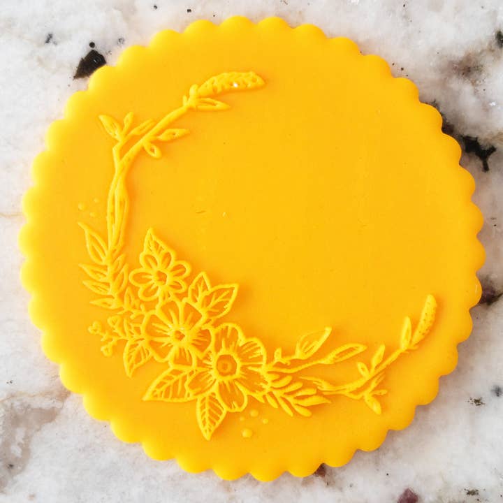 Floral Detail 3 Embosser Cookie Biscuit Stamp for wholesale by Cut Bake Stamp