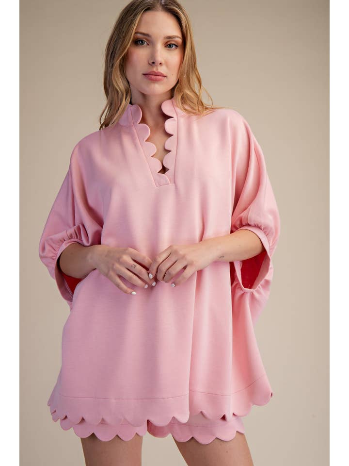 Glam - Wholesale Blouse - Women's - Scallop Neck Line Oversized Top7