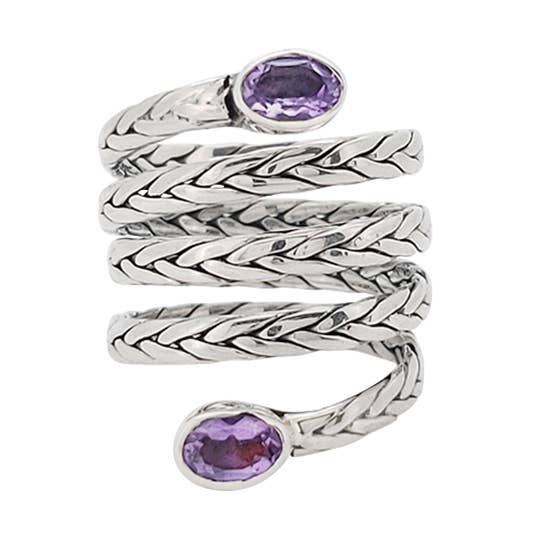 Faceted Amethyst Sterling Silver Ring for wholesale by Amberman