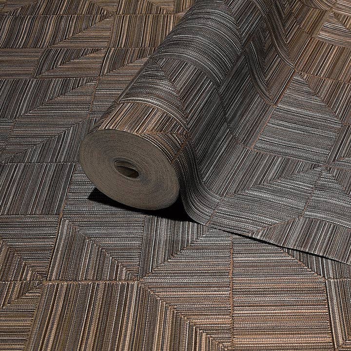 Walloro Luxury Embossed Wallpaper - Wholesale Wallpaper - Brown Modern Geometric Shapes Wallpaper, Embossed Rich Textured Contemporary Wallcovering2