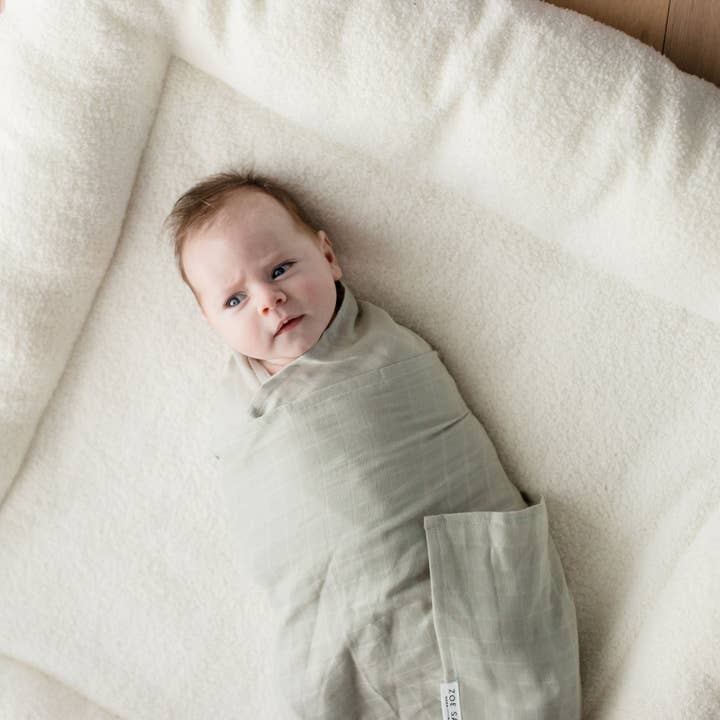 Zoe Sage - Wholesale Swaddle - Baby - Organic Cotton Muslin Swaddle Wrap 120cm | Sage Green