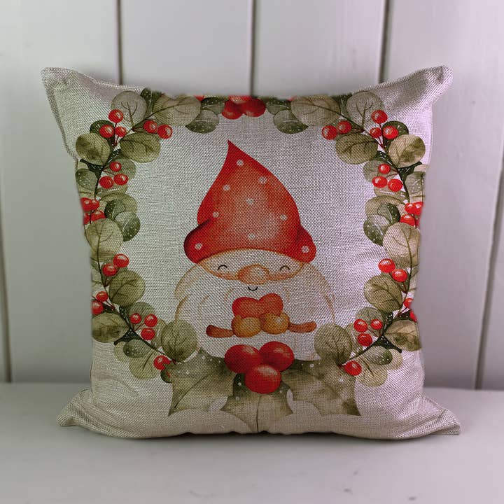 Fodera per cuscino natalizia Wreath Gonk Gnome Heart per la vendita all'ingrosso da parte di Hills Of Fabric