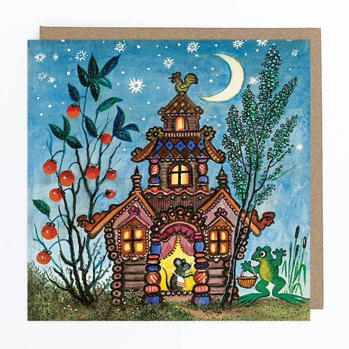 Little Palace Mouse and frog blank greet blank greeting card for wholesale by Kapelki Art