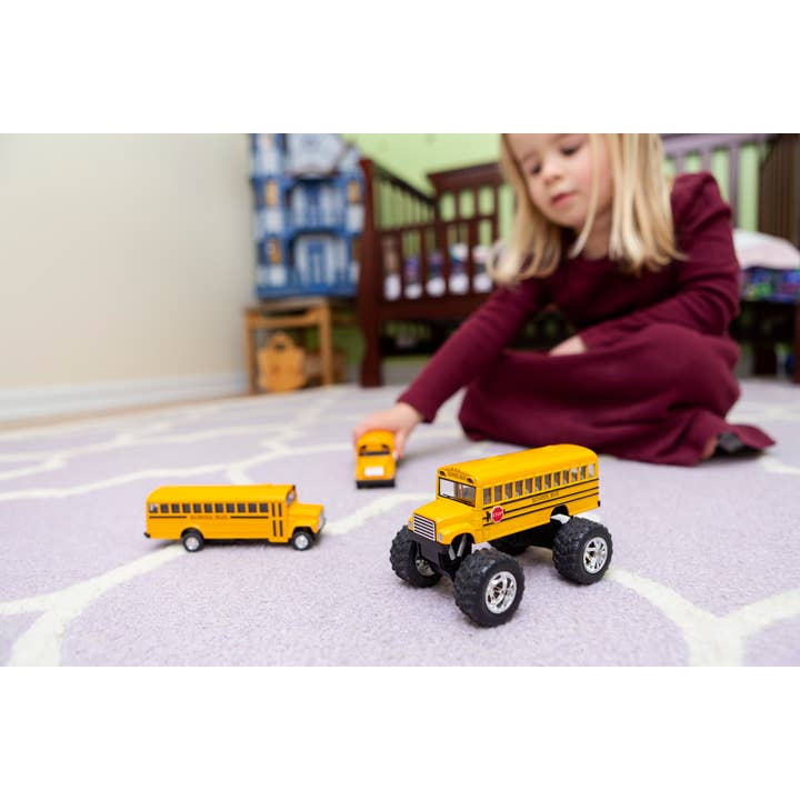 Toysmith - Wholesale Toy Car/Truck - Kids - Monster School Bus, Pull Back Action, Die-Cast