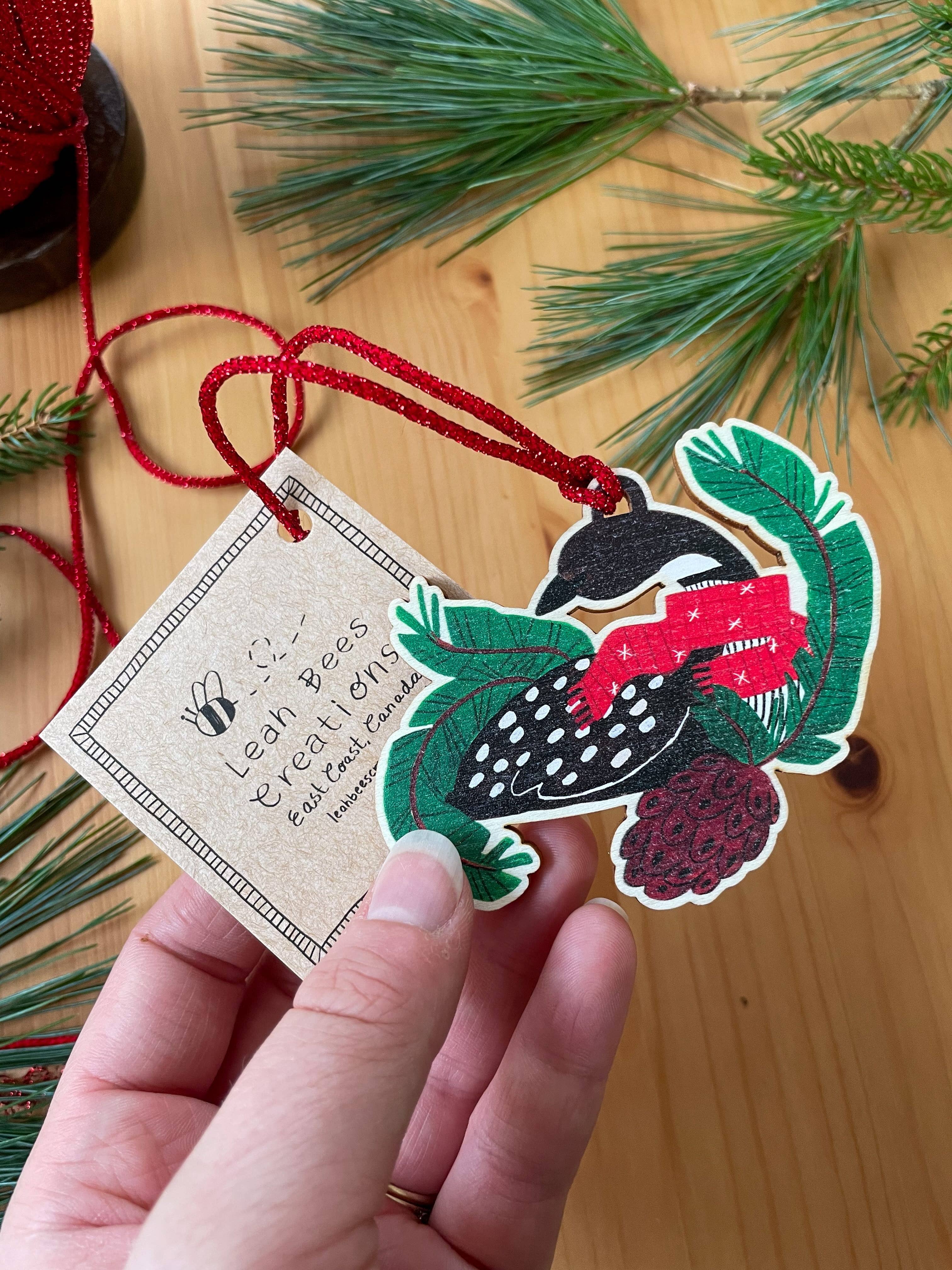 Leah Bees Creations - Wholesale Ornament - Christmas Loon - Wooden Christmas Tree Ornament1