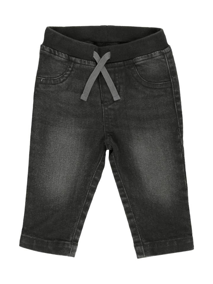 Blue Boys Black Wash Denim Pull-on Jeans for wholesale on Faire