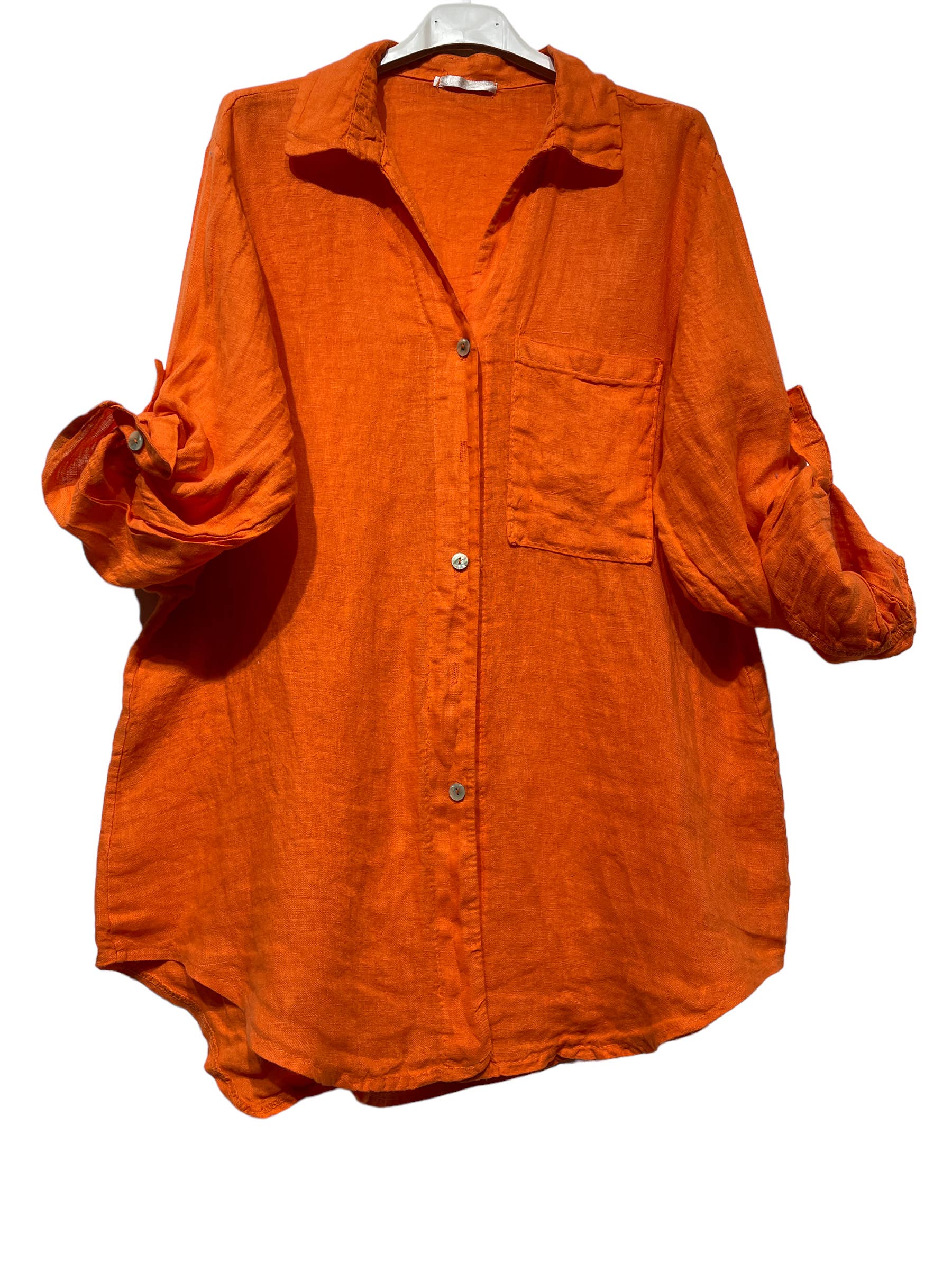 LINEN & COTTON HOUSE - Wholesale Button Down Shirt - Women's - LINEN SHIRT WITH SQUARE POCKET, SPRING SUMMER 7400129