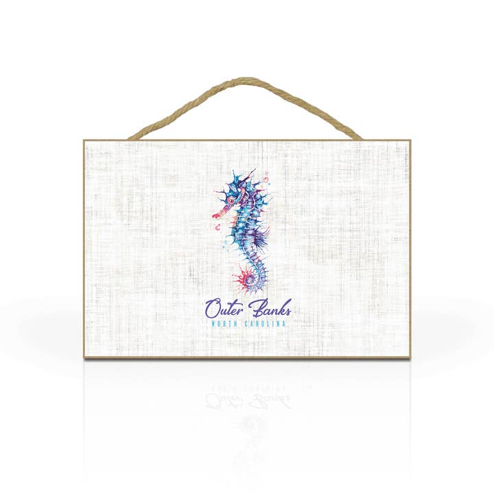 Kan tilpasses 10x7 „Hængende træplade: Linen Seahorse for engroshandel hos Matrix