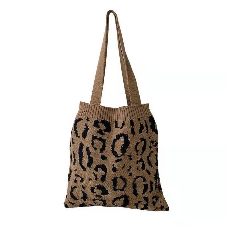 ShieldChic - Wholesale Tote Bag - Women's - Crochet Tote Bag Leopard Print Knit Bag3