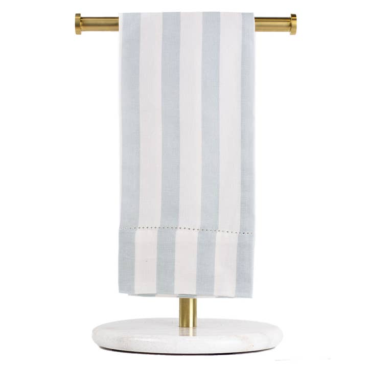 The Royal Standard - Wholesale Hand Towel - Stripe Hemstitch Hand Towel White/Blue/Gold 20x28