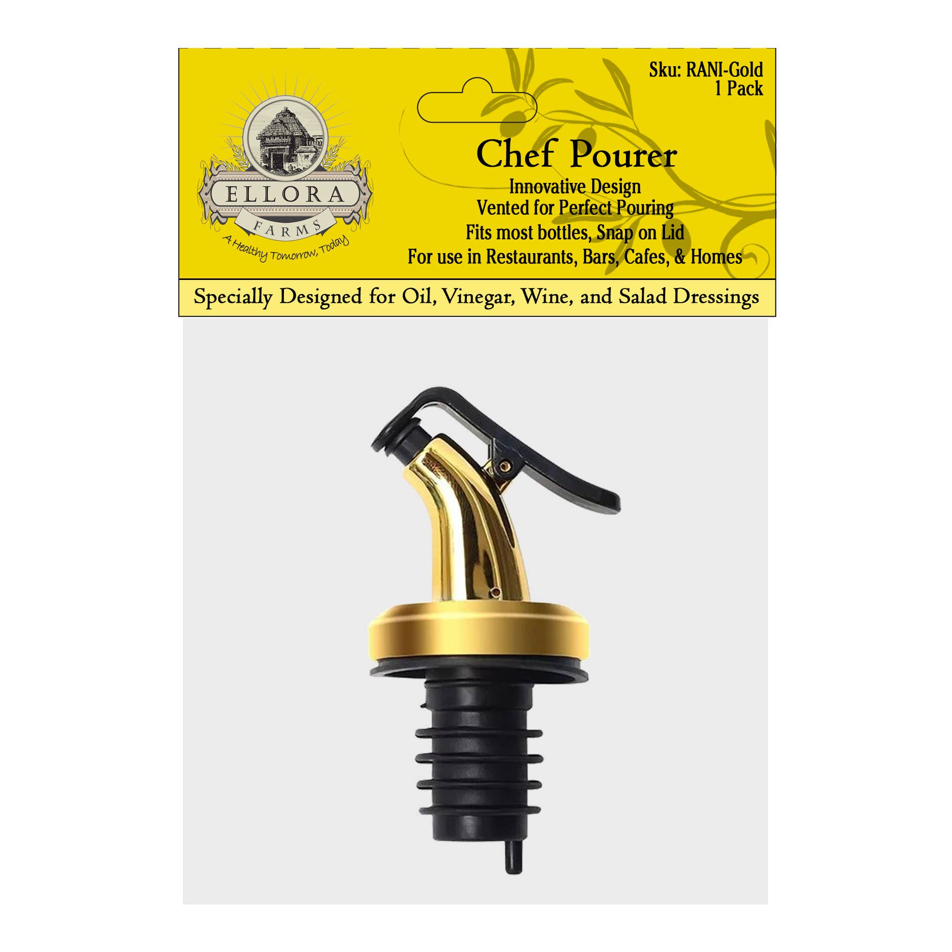 Cruet Spout, Gold Chef Pourer, Dispenser with Snap On Lock for wholesale on Faire0
