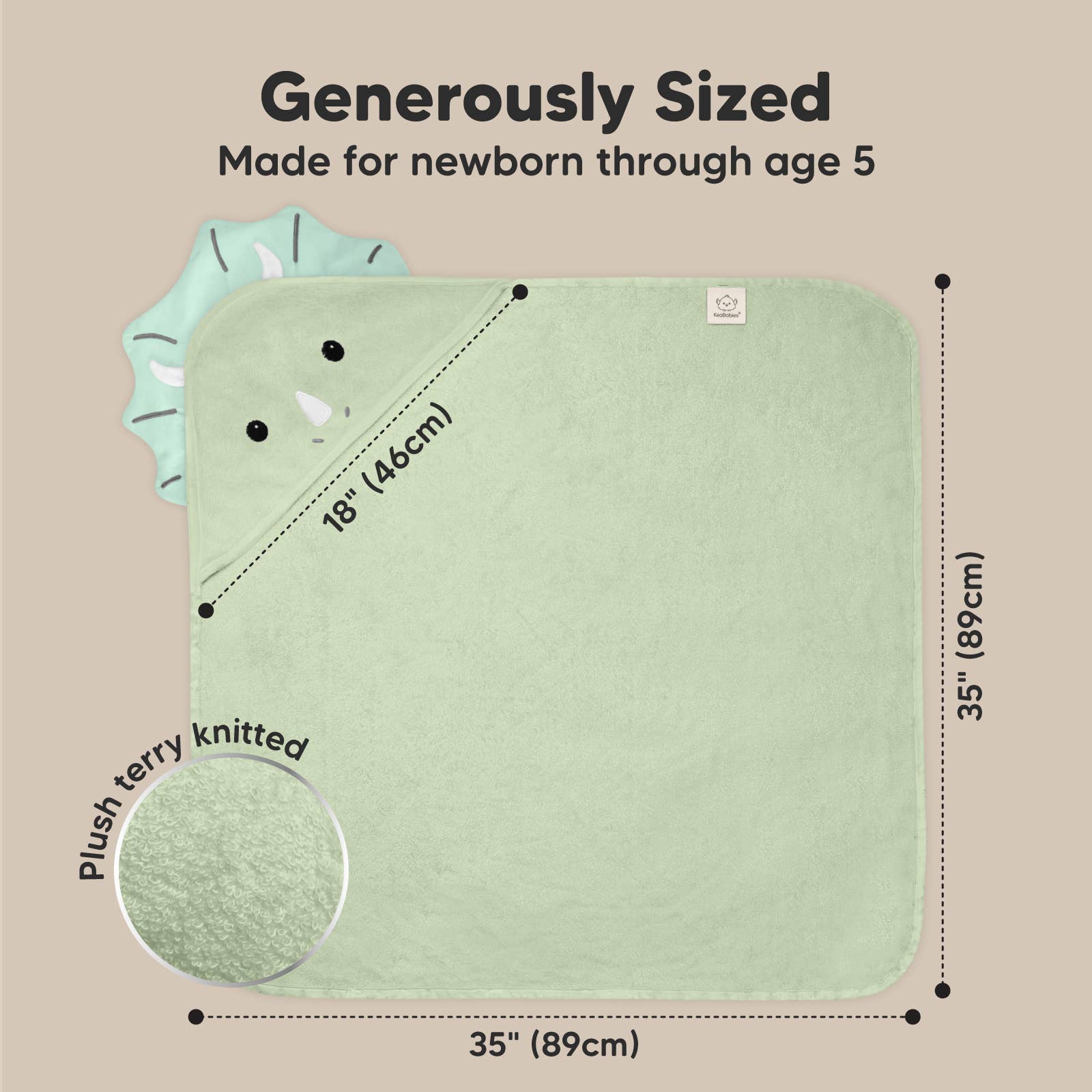 Triceratops KeaBabies Cuddle Baby Hooded Towel for wholesale on Faire4