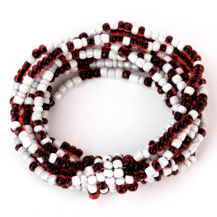Game Day knot stretch bracelet garnet white for wholesale by Erik & Mike