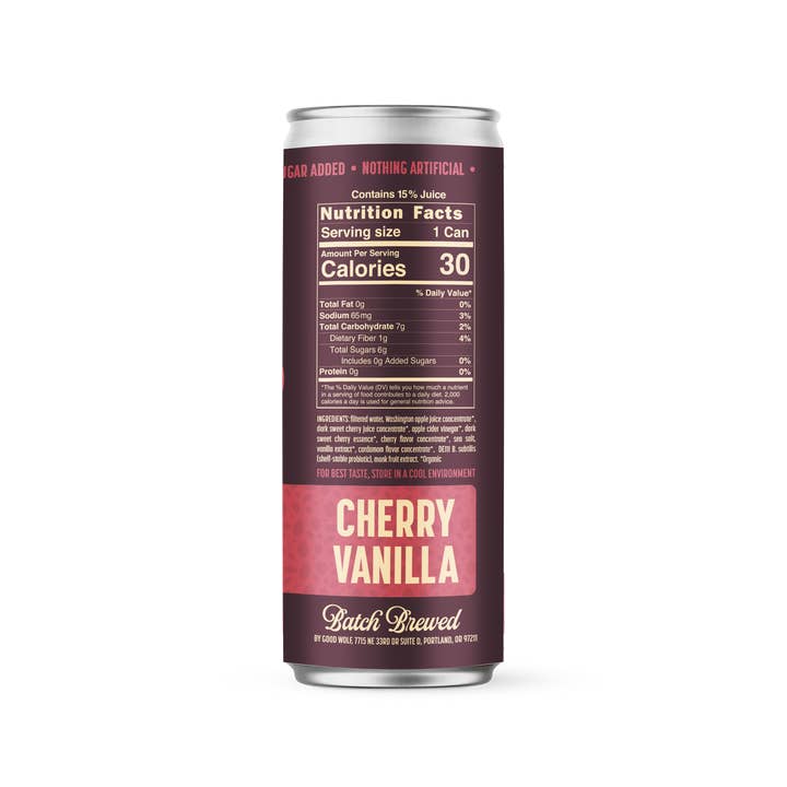 Good Wolf Beverages – Engroshandel Kombucha – Kirsebær Vanilje Probiotisk Sodavand (Let Perlende)
