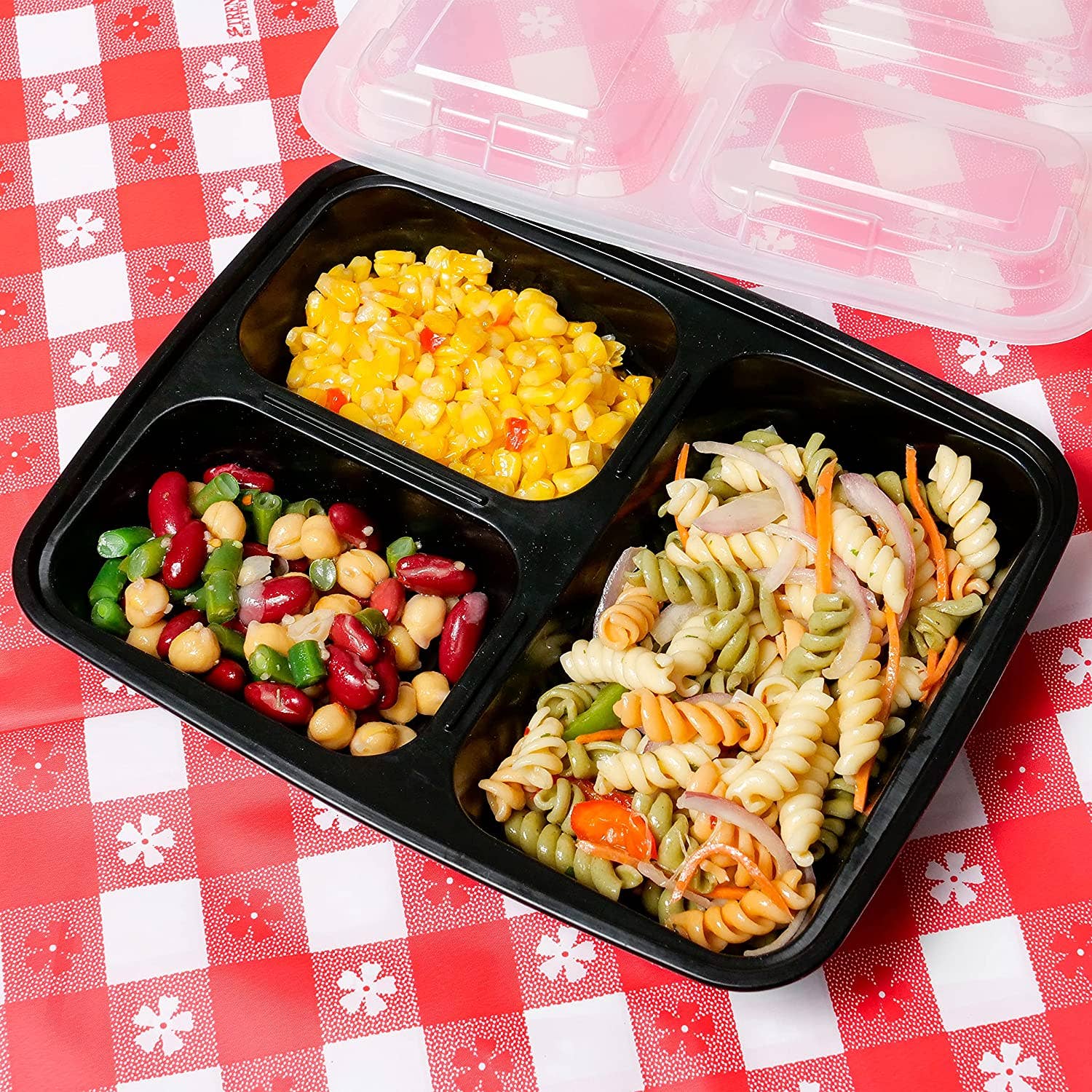 EcoQuality - Wholesale Food Storage Container - 33Oz 3 Compartment Rectangular Meal Prep Containers with Lid2