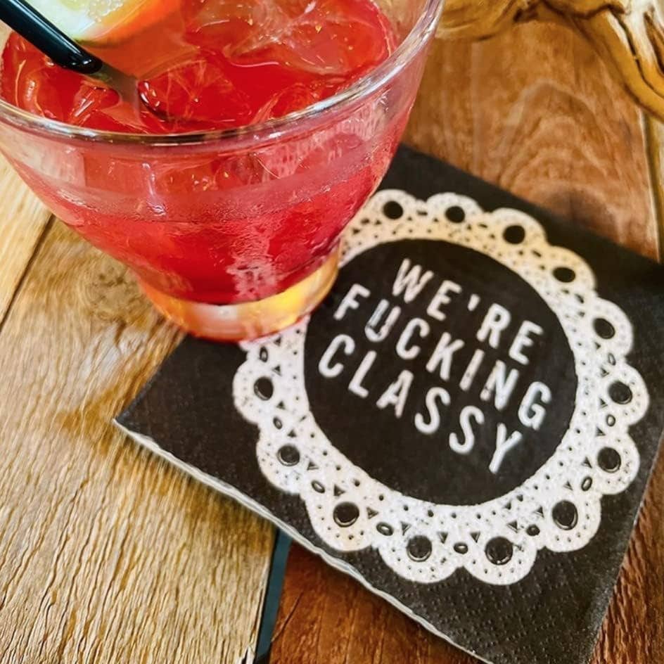 Pelz Brands - Wholesale Disposable Napkin - Twisted Wares Funny Cocktail Napkins – We’re F’cking Classy1