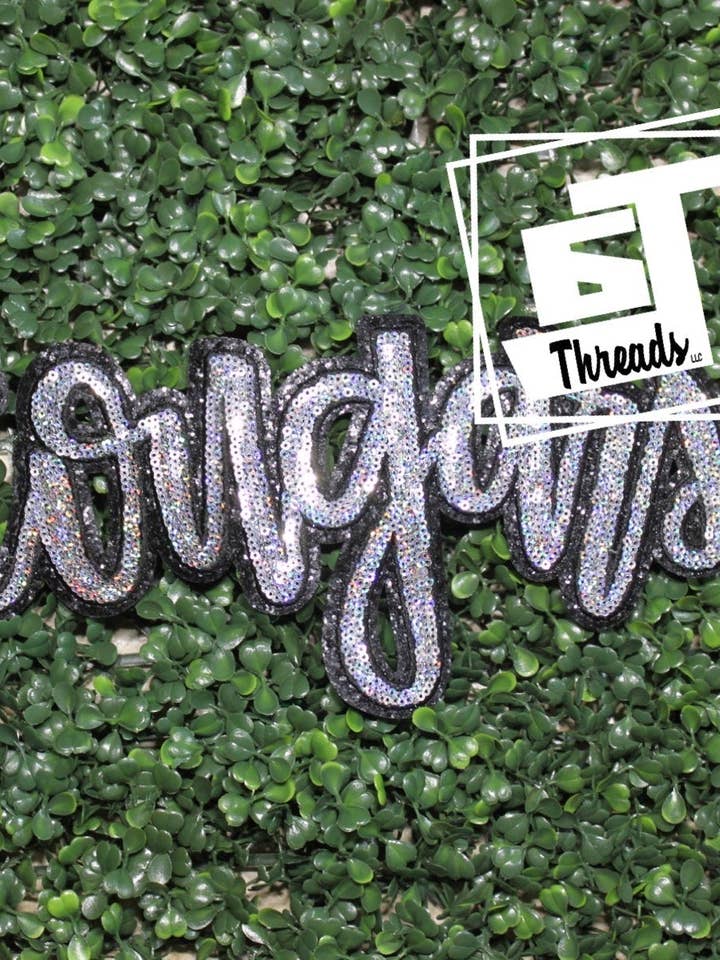 Cursive Sequin Cougars....Patches Only for wholesale by 6j Threads LLC